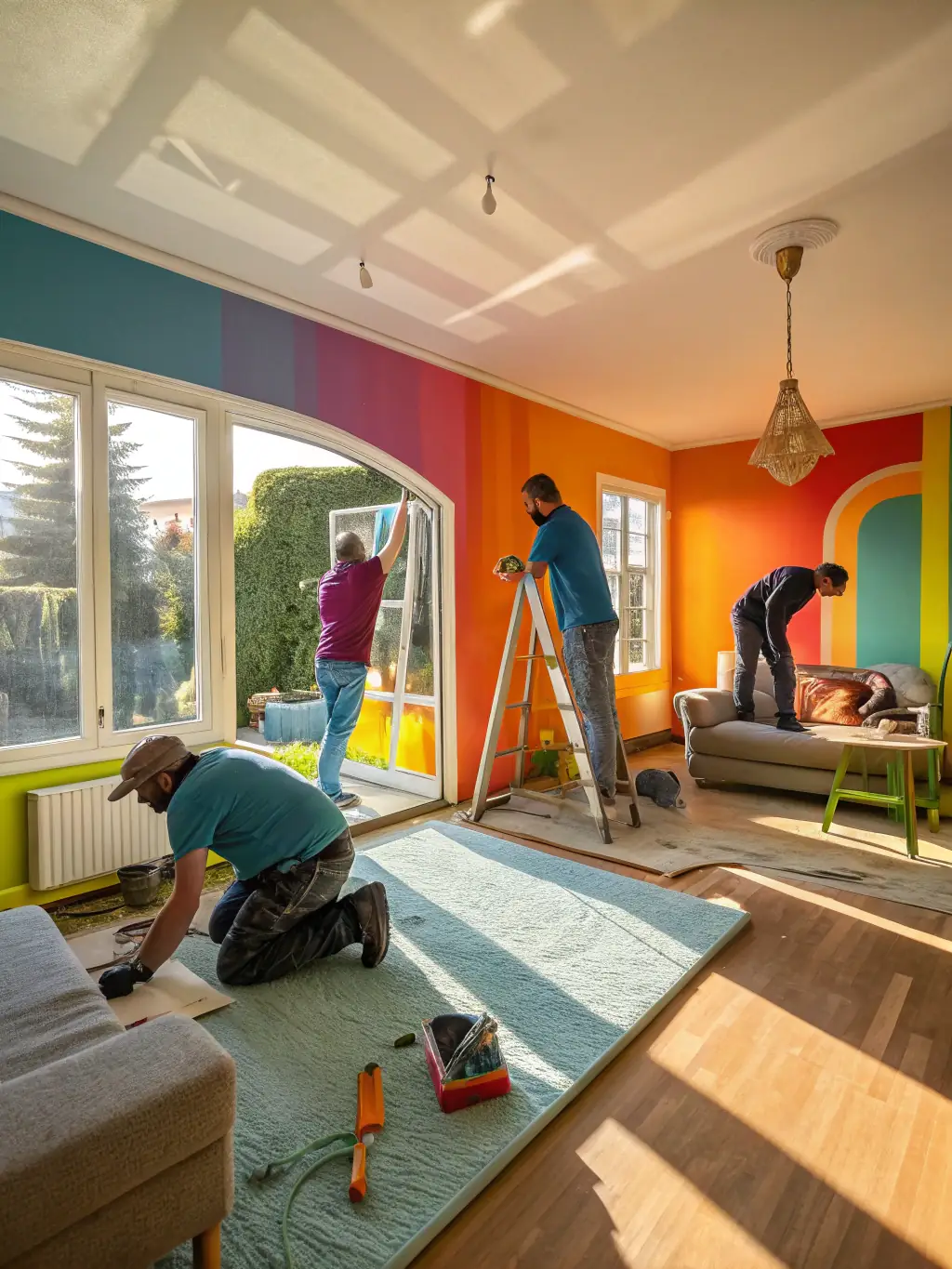 A collage of various successful handyman projects completed by Lycans Handyman Services, showcasing a range of skills and satisfied customers.